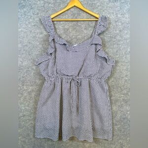 Andree By Unit Dress Size 3X Black White Gingham Ruffle‎ Above Knee Tie Waist